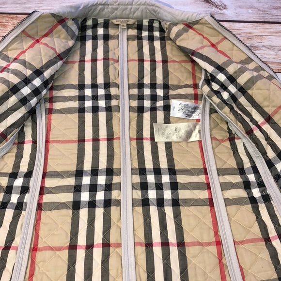 Burberry Gray Diamond Quilted Zip Jacket Size S - Picture 3 of 7